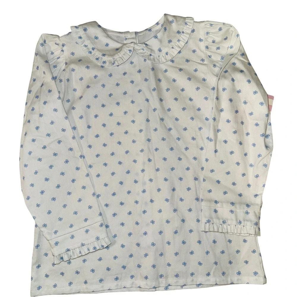 James‎ & Lottie Girls Blue Bows Long Sleeve Top & CeCe Skirt Set Size 7 NEW